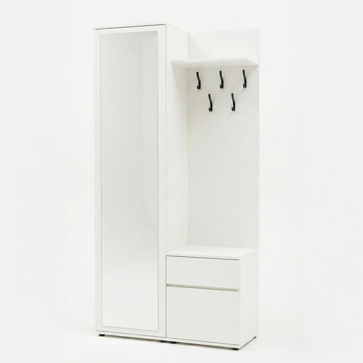 Garderoba do przedpokoju DUO 180x95x35 cm z lustrem wieszakami szafka na buty biała nr. 2