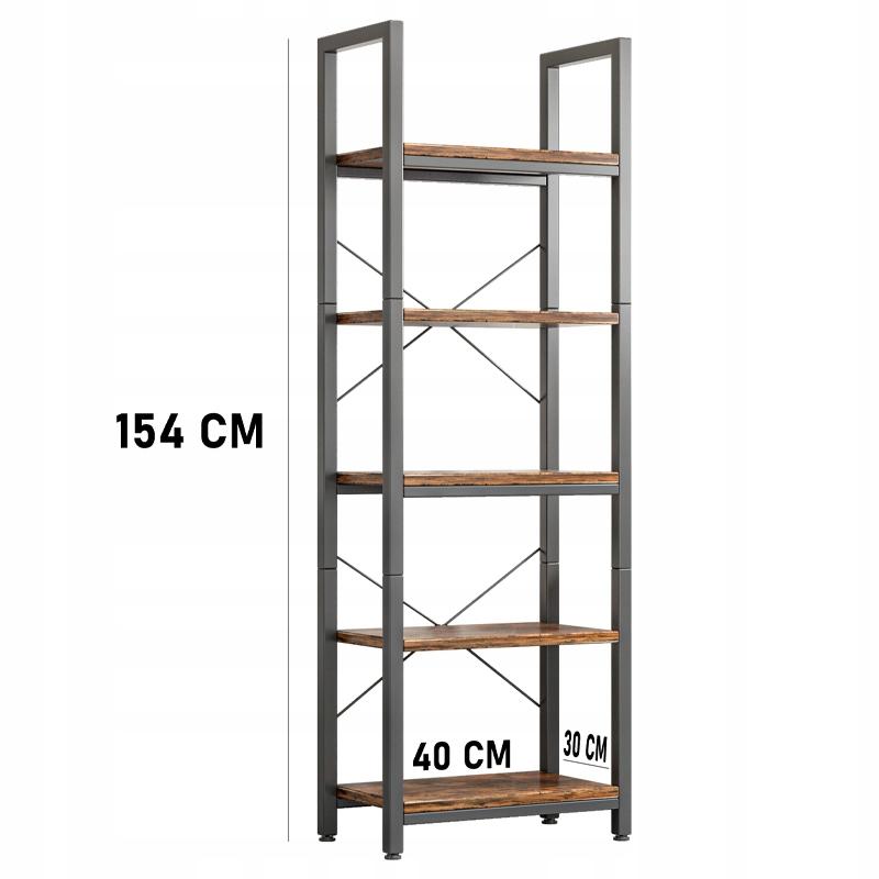 Regał otwarty 154x40x30 cm na książki drabinka wysoki szafka loft metalowa industrialny do salonu nr. 9