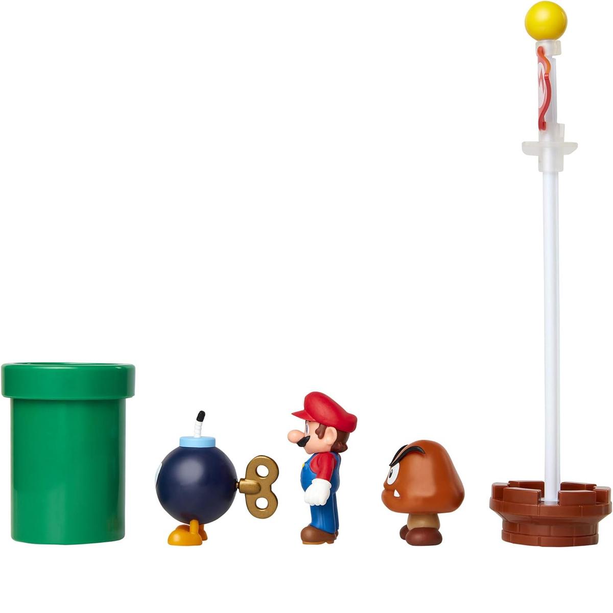 FIGURKI MARIO + GOOMBA + BOB-OMB SUPER MARIO JAKKS PACIFIC ACORN PLAINS DIORAMA SET  nr. 4