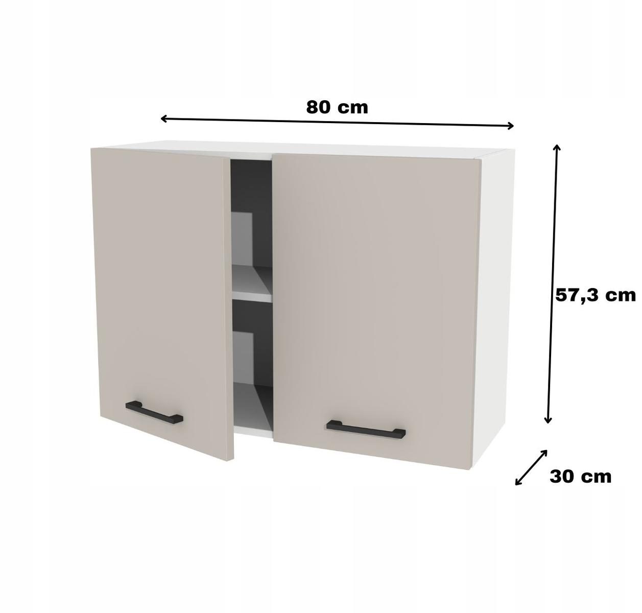 Szafka kuchenna górna wisząca 80x57x30 cm kaszmir do zestawu czarne uchwyty do kuchni nr. 2