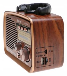 Radio przenośne 17 x 12,5 x 9 cm RETRO z funkcją bluetooth  FM USB  brązowe - Miniaturka zdjęcia nr 4