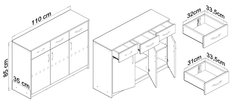 Komoda JULIA K023 85x110x35 cm dąb donoma biała do biura lub sypialni - Miniaturka zdjęcia nr 4