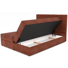 Łóżko kontynentalna 140x200x113 cm tapicerowane podwójne z materacem miodowe - Miniaturka zdjęcia nr 11