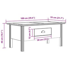 Stolik kawowy BODO 100x55x45 cm z szufladą lite drewno sosnowe biało-brązowy do salonu - Miniaturka zdjęcia nr 8