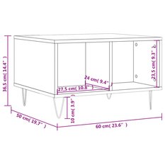 Stolik kawowy 60x50x36,5 cm z dwoma przestronnymi przegrodami szarość betonu do salonu - Miniaturka zdjęcia nr 9