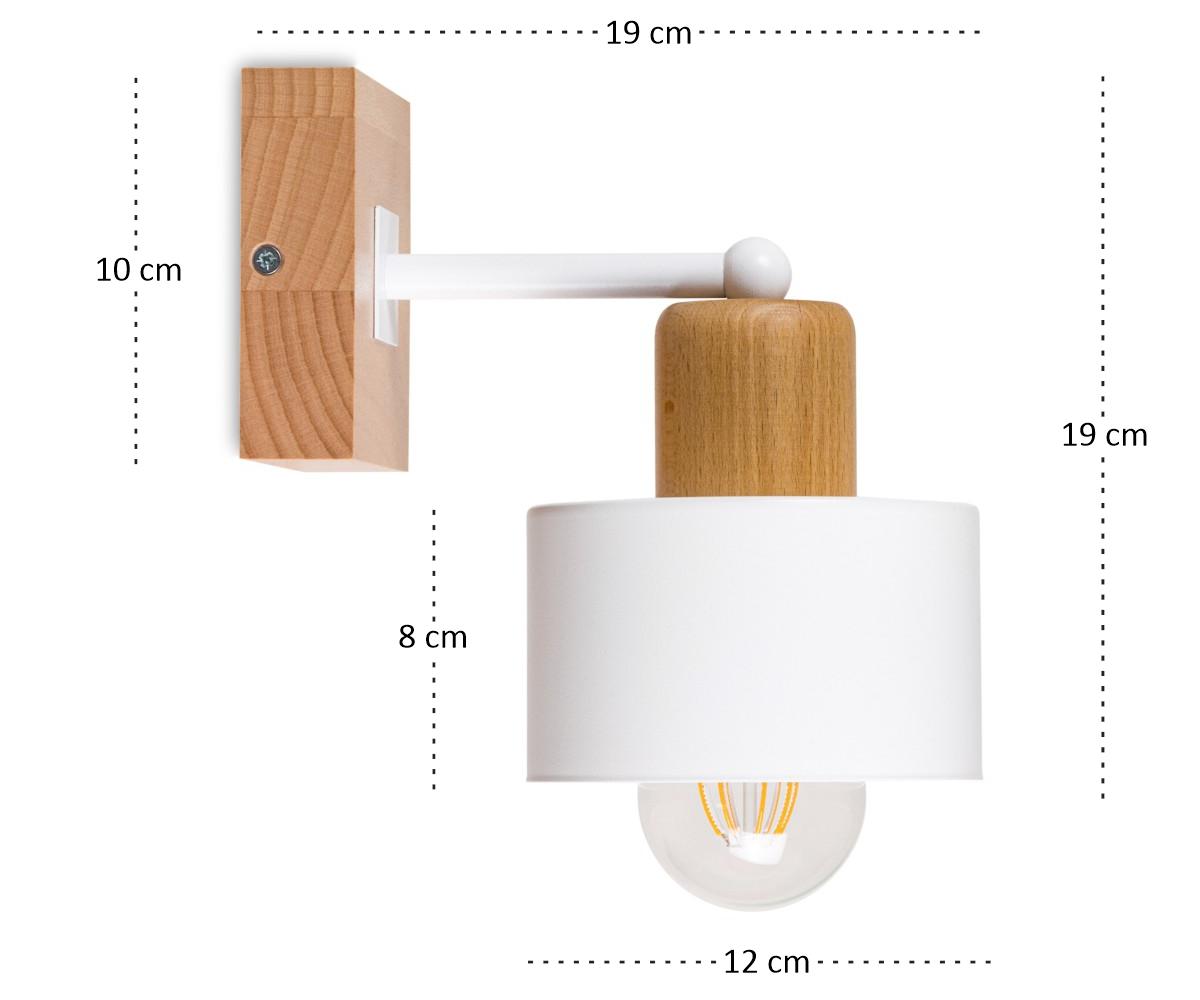 Kinkiet LED 12 x 18 x 18 cm jednopunktowy z litego drewna biały do salonu nr. 3