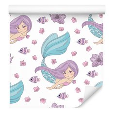 Tapeta Do Pokoju Dziecięcego SYRENKI Kwiaty Ryby  - Miniaturka zdjęcia nr 7