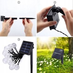 Girlanda ogrodowa 9m lampki ledowe solarne do ogrodu  - Miniaturka zdjęcia nr 7