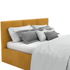 Łóżko tapicerowane do sypialni 180x200x88 cm podwójne z pojemnikiem basic żółte - Miniaturka zdjęcia nr 12