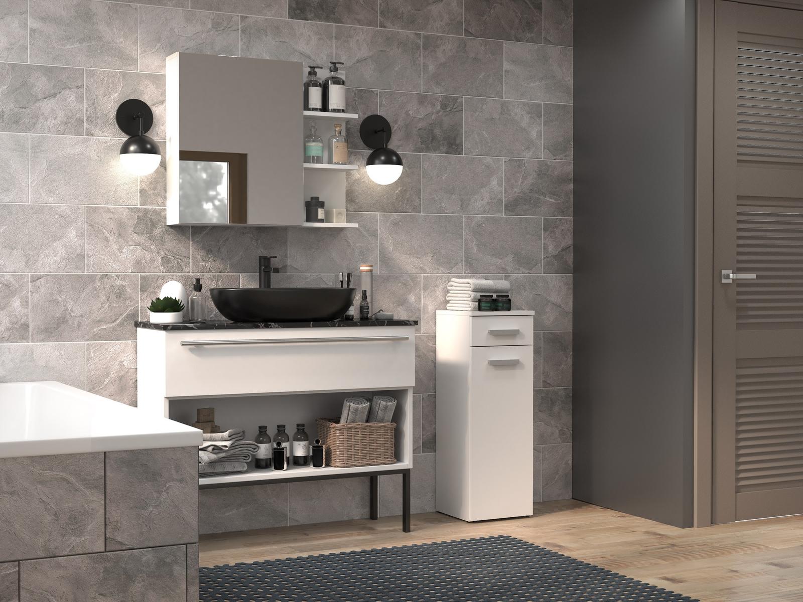  Szafka łazienkowa NEL V DS 85x30x30 cm z szufladą i drzwiami do łazienki biały mat nr. 3