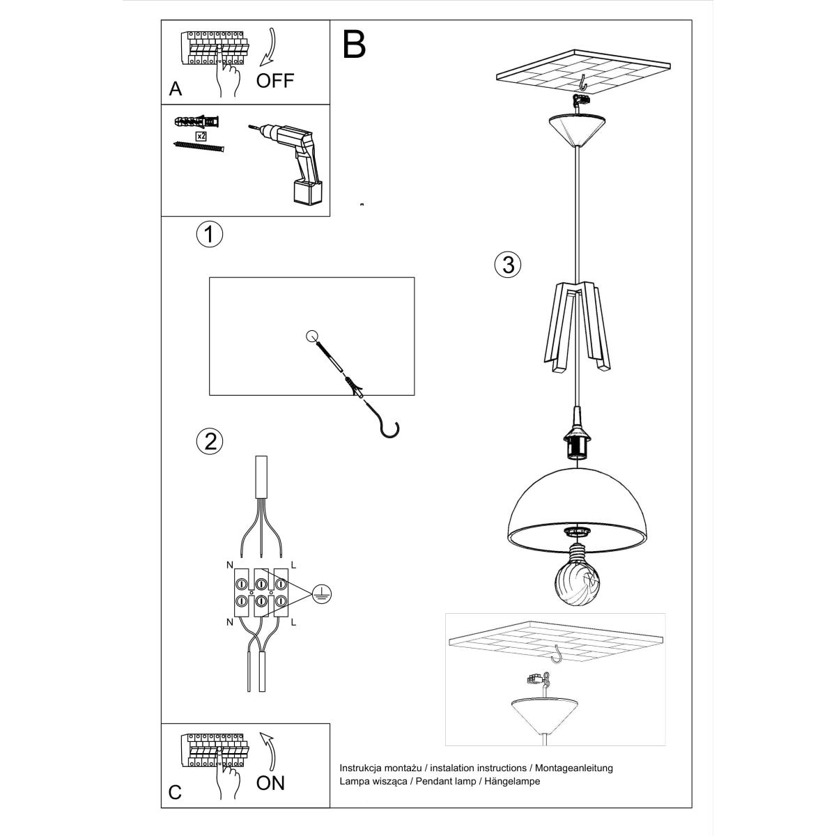 Lampa wisząca CASCO biała/czarna 85x30x30cm nowoczesna E27 do salonu nr. 5