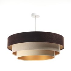 Lampa wisząca TRINITI z tkaniny welurowej brązowo beżowa do salonu