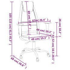 Krzesło obrotowe 67x68x115 cm regulowane z siatką czarne ekoskóra fotel do pokoju lub biura czy gabinetu - Miniaturka zdjęcia nr 9