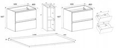 Szafka łazienkowa SIMPLE 140cm z regałem i blatem dąb jasny - Miniaturka zdjęcia nr 15