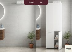 Słupek łazienkowy z dostawą najtaniej LUBA 1K DD 174x60x30 cm szafka łazienkowa kosz na pranie regał biały mat - Miniaturka zdjęcia nr 6