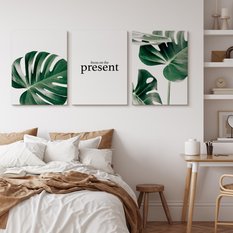 Obrazy Do Sypialni MONSTERA Liście Napis 90x40cm - Miniaturka zdjęcia nr 7