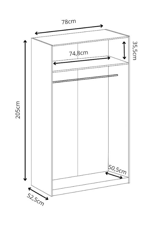 Szafa otwierana Gold 78x205x52,5 cm wąska dwudrzwiowa do sypialni garderoby biała nr. 3