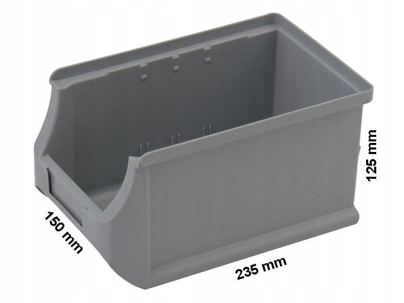 POJEMNIK MAGAZYNOWY SZARY - 235x150x125mm REGAŁ nr. 2