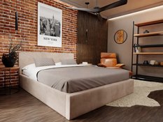 Łóżko tapicerowane do sypialni basic 120x200x88 cm łóżko podwójne z pojemnikiem beżowe - Miniaturka zdjęcia nr 8
