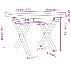 Stolik kawowy 50x50x35,5 cm nogi w kształcie litery X lite drewno do salonu - Miniaturka zdjęcia nr 10