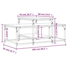 Stolik kawowy 102x60x45 cm z przestronnymi półkami czarny do salonu - Miniaturka zdjęcia nr 9