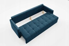 Kanapa IVIO 230x87x86 cm sofa z funkcją spania rozkładana velvet welur niebieska do salonu - Miniaturka zdjęcia nr 7