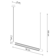 Lampa wisząca VALO czarne 150x8x105cm nowoczesna T8 do salonu - Miniaturka zdjęcia nr 7