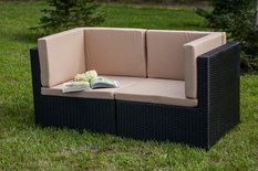 Sofa dwuosobowa ogrodowa PIENO 68x63x136 cm ze stolikiem technorattan na ogród taras czarny - Miniaturka zdjęcia nr 3