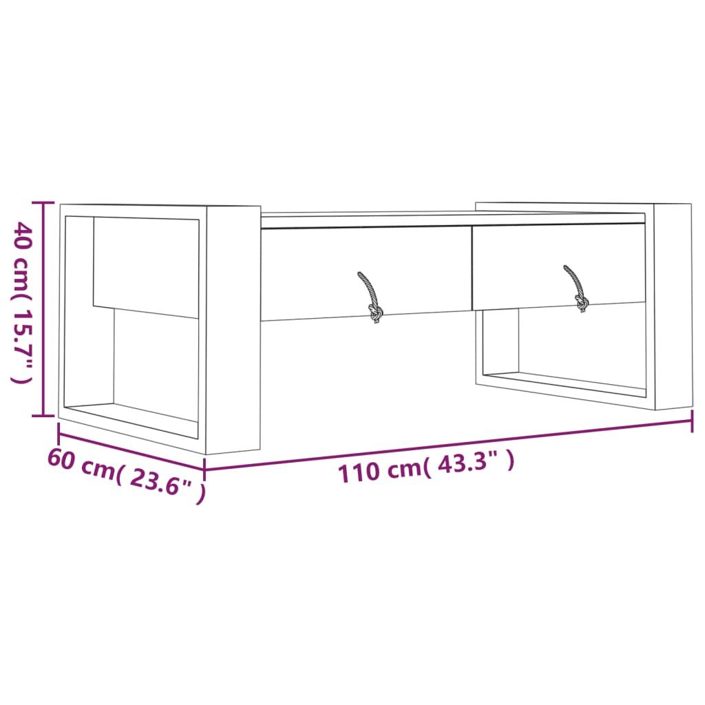 Stolik kawowy 110x60x40 cm z dwoma praktycznymi szufladami z drewna tekowego do salonu nr. 8