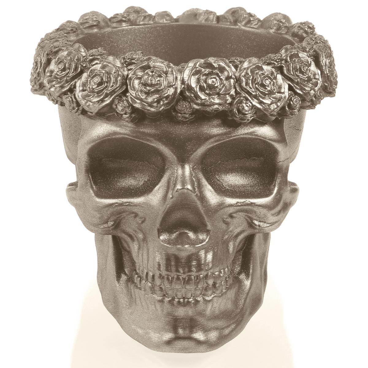 Donica Skull Flowers Brass Poli  11 cm