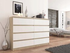 Komoda MODERN 140x40 cm sonoma mix  z szufladami do biura sypialni lub salonu - Miniaturka zdjęcia nr 2