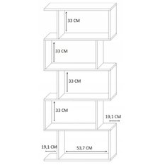 Regał otwarty 76,4x28x176 cm Bask na książki pięć półek biały do salonu - Miniaturka zdjęcia nr 3