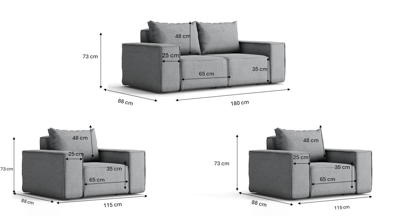 Zestaw mebli ogrodowych SUN 180x73x88 cm 2+1+1 wodoodporny + 4 poduszki do ogrodu ciemnoszary nr. 2