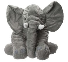 Duża maskotka pluszowa poduszka słoń szary dla dzieci niemowląt 27x21x38cm