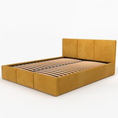 Łóżko tapicerowane do sypialni 180x200x88 cm podwójne z pojemnikiem modne żółte - Miniaturka zdjęcia nr 14