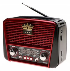 Radio przenośne  21 x 15 x 9 cm RETRO  USB z latarką  ładowany solarnie czerwone - Miniaturka zdjęcia nr 1