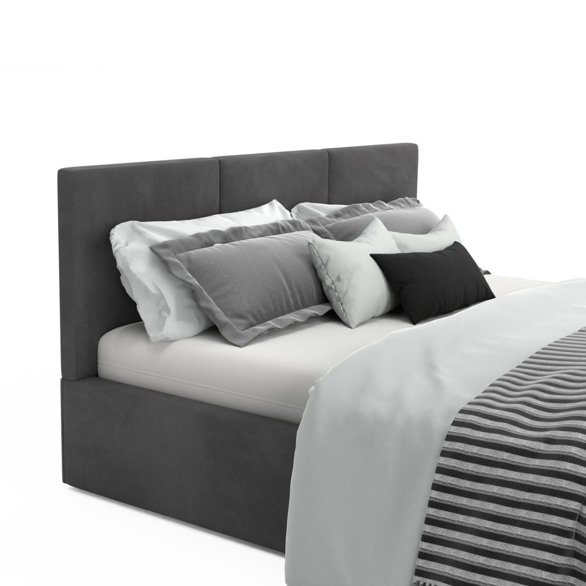 Łóżko tapicerowane 120x200x88 cm do sypialni z pojemnikiem na pościel grafitowe nr. 12
