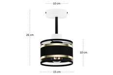 Lampa sufitowa 15 x 15 x 26 cm jednopunktowy spot gwint E27 biała z czarnym abażurem do salonu - Miniaturka zdjęcia nr 3