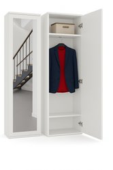 Szafa z lustrem DUO 180x50x35 cm do przedpokoju wąska biały mat - Miniaturka zdjęcia nr 1