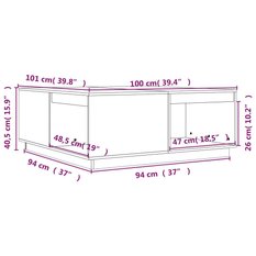 Stolik kawowy 100x101x40,5 cm z przestronnymi półkami lite drewno sosnowe do salonu - Miniaturka zdjęcia nr 8