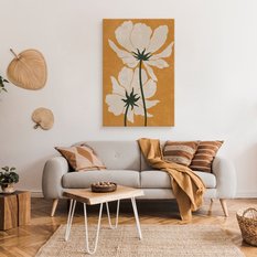 Obraz Do Salonu Białe Kwiaty Liście Natura Styl Boho Minimalizm 80x120cm - Miniaturka zdjęcia nr 3