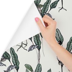 Tapeta – Żurawie i liście, dekoracja w stylu nowoczesnym - Miniaturka zdjęcia nr 3