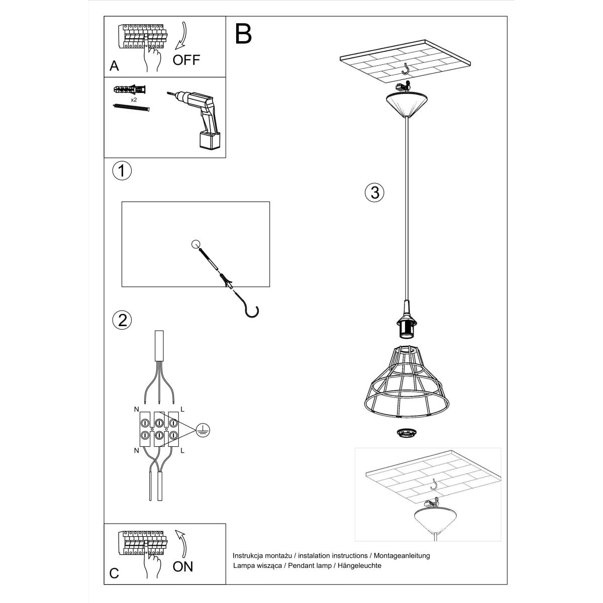 Lampa wisząca ANATA biała 95x25x25cm nowoczesna E27 do salonu nr. 5