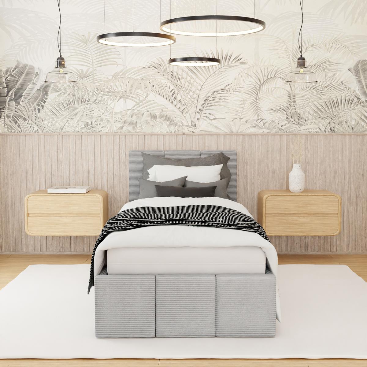 Łóżko Tapicerowane Do Sypialni 90x200cm Podwójne z Pojemnikiem Szary nr. 2