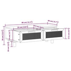 Stolik kawowy 80x40x30 cm z dwiema szufladami biały do salonu - Miniaturka zdjęcia nr 7