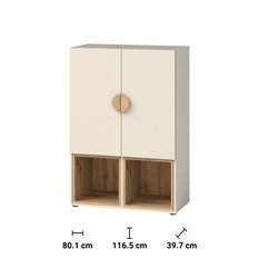 Szafka 80,1x39,7x116,5 cm z dwoma drzwiczkami i dwoma półkami kaszmir do pokoju lub salonu czy sypialni - Miniaturka zdjęcia nr 3