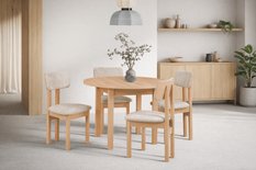 Krzesło drewniane do jadalni NILO tapicerowane dąb artisan/jasnobeżowe  - Miniaturka zdjęcia nr 2