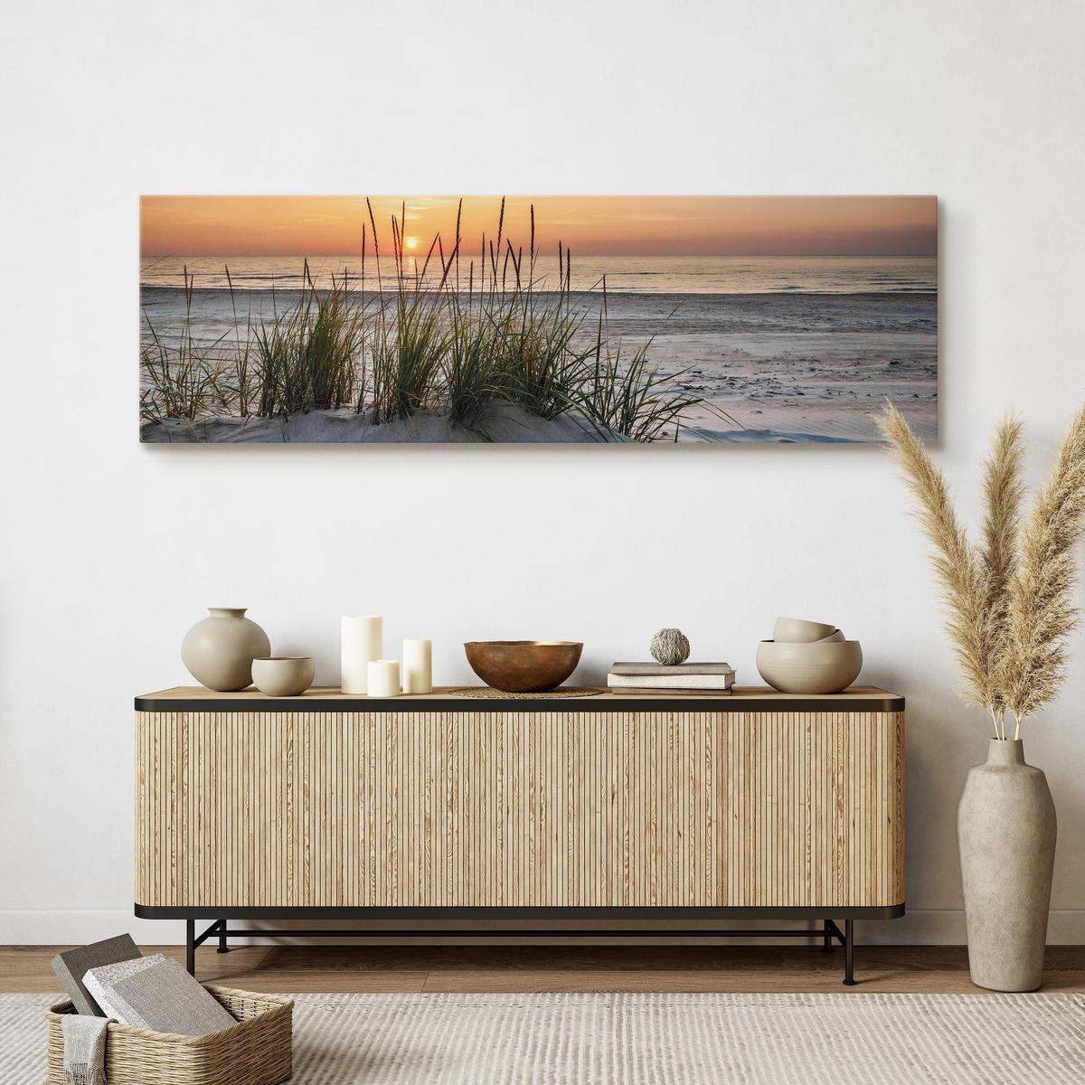 Obraz Do Salonu ZACHÓD Słońca Plaża Wydmy Morze Panorama Pejzaż 145x45cm nr. 7