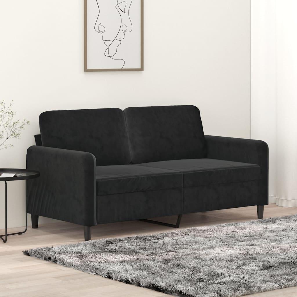 Sofa 158x77x80 cm 2-osobowa wygodna tapicerowana aksamitem czarna do salonu nr. 2