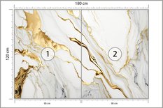 Fototapeta Ścienna Biały MARMUR Elementy Złota Abstrakcja Kamień 180x120 Dekoracja 3D - Miniaturka zdjęcia nr 2